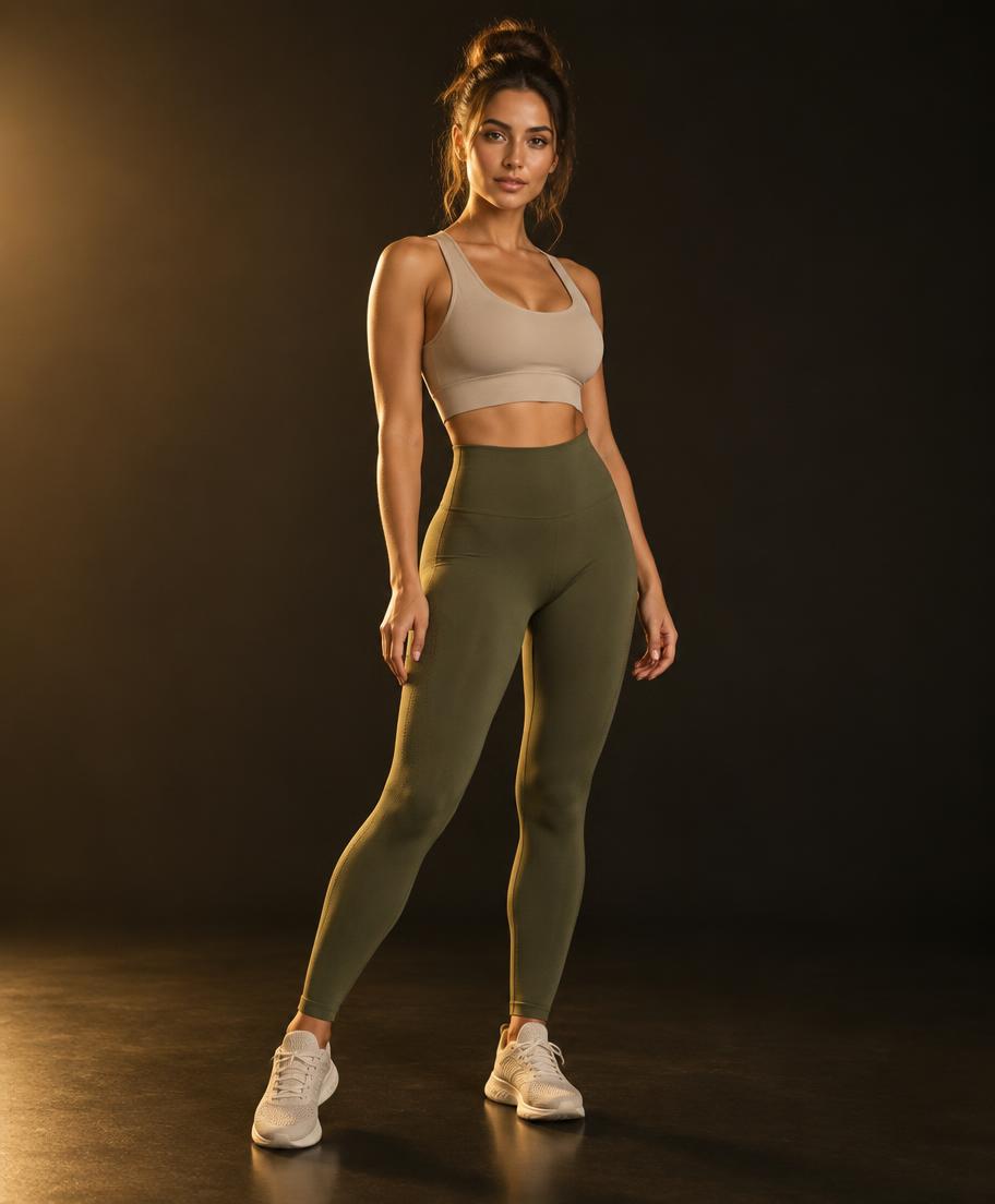 Legging met hoge taille – Olijfgroen